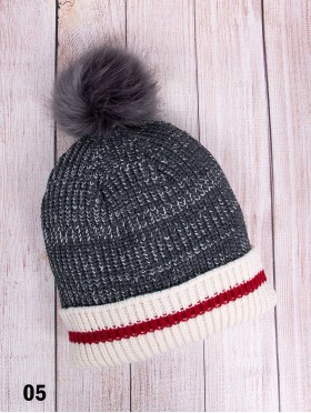 Knitted Camp Hat W/ Removable Pom Pom